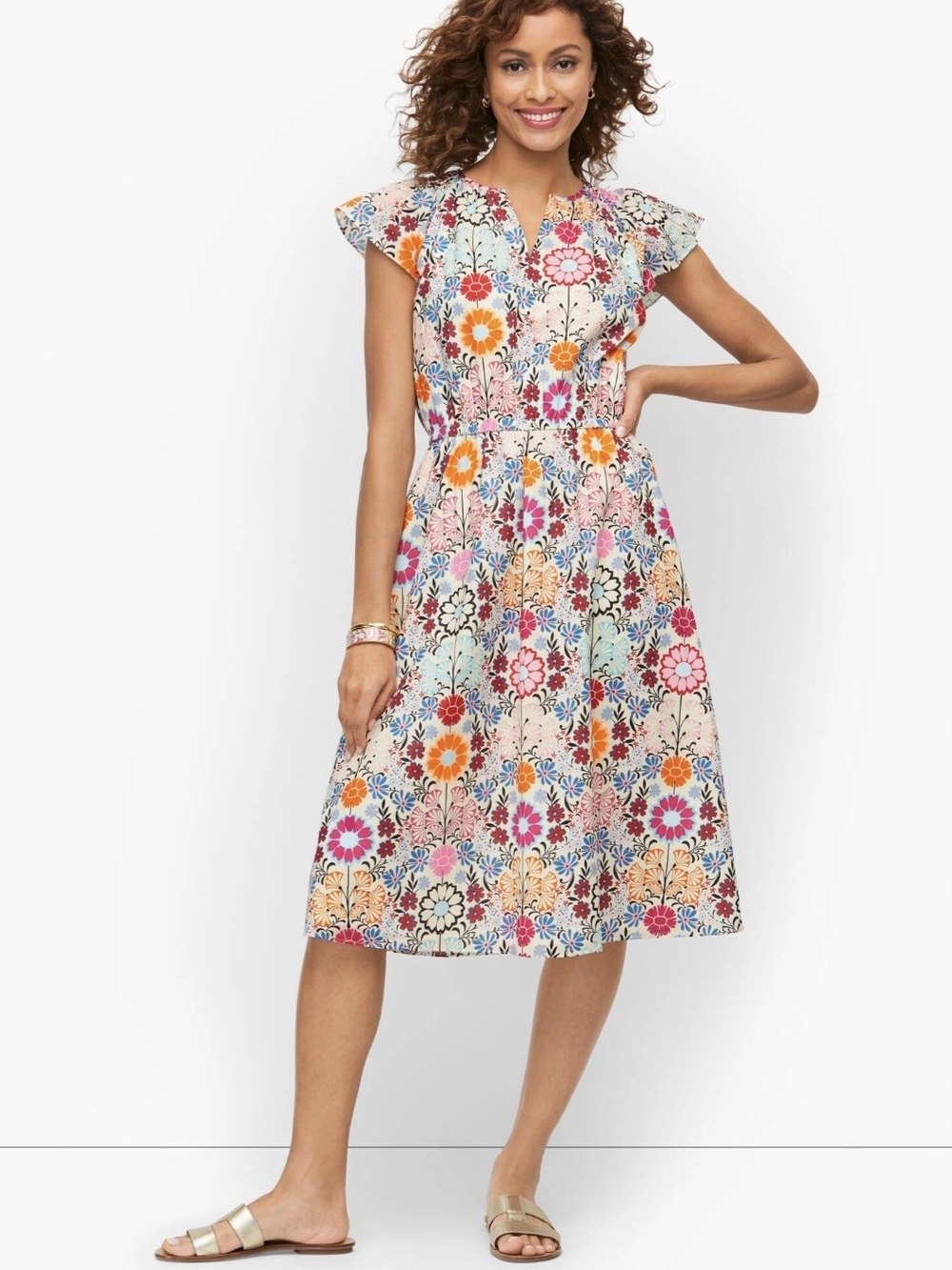 Talbots Smocked Dress in Floral Tile - Size 4P